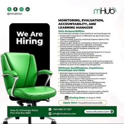 Monitoring, Evaluation, Accountability and Learning (MEAL) Manager