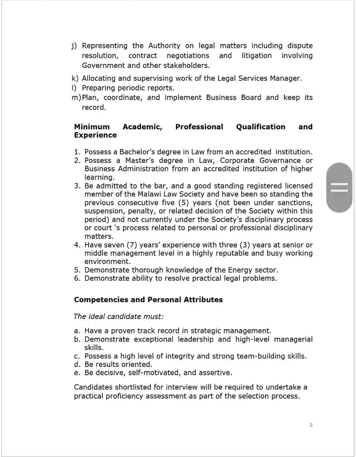 Multiple Positions: Director of Legal Affairs & Board Secretary, Director of Economic Regulation — image 3