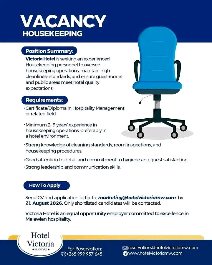Multiple Positions — Front Office Supervisor, Housekeeping, Human Resource Manager, Receptionist, Hotel Porter — image 2