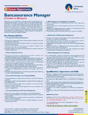 Bancassurance Manager