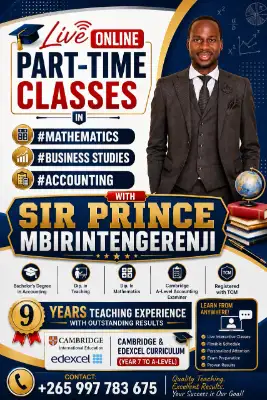 High School Mathematics, Accounting and Business Studies Tutor in Malawi and Beyond 